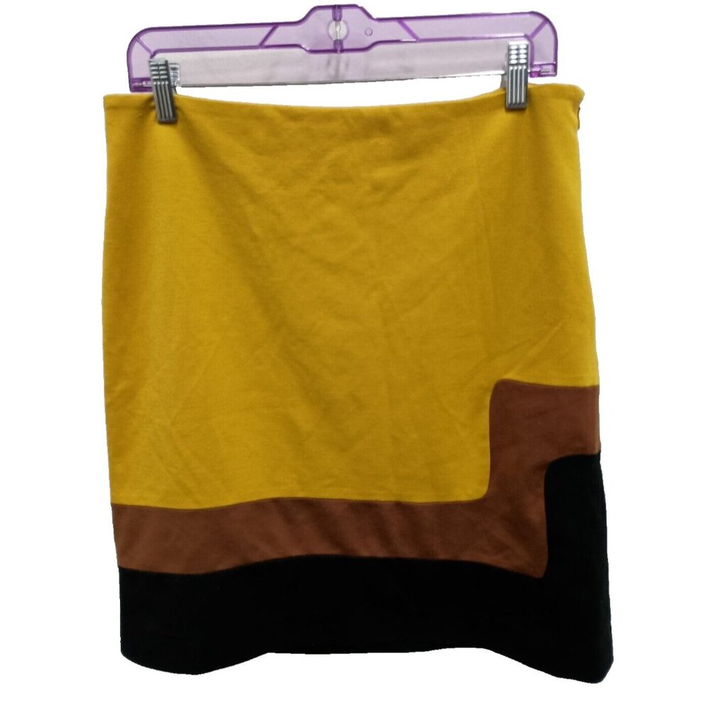 Loft Ann Taylor Womens Mini Skirt Size 8 Mustard Yellow Colorblock Academia